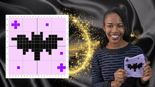 Bat Starry Night Tapestry Crochet Square | Spooky Saturday Series