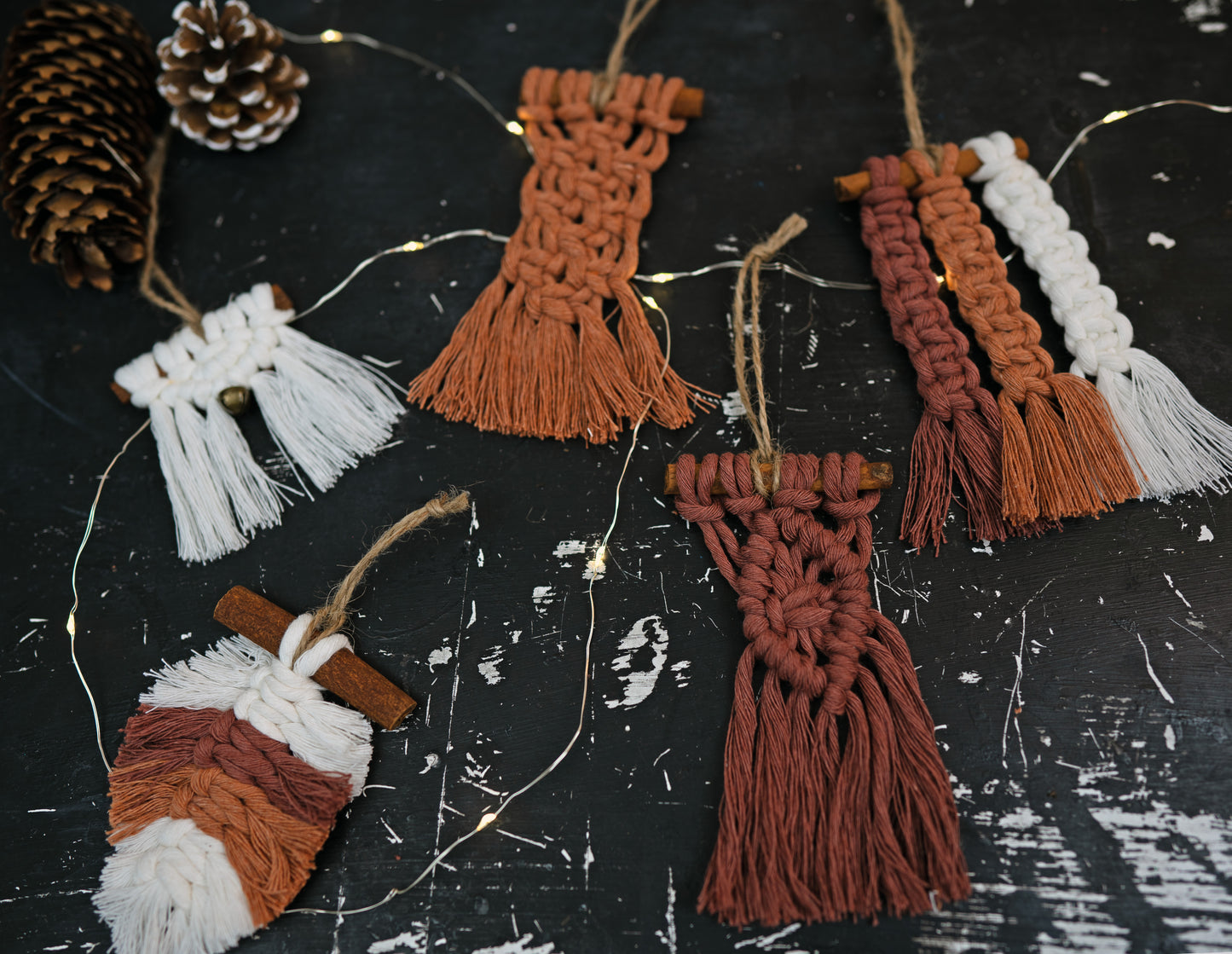 DIY Kit - Macramé Cinnamon Ornament (5 Pack)